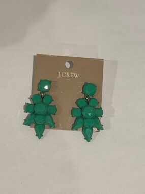 NWT J. Crew Green Bold Cluster Drop Earrings